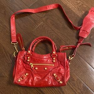 Balenciaga over the shoulder red bag